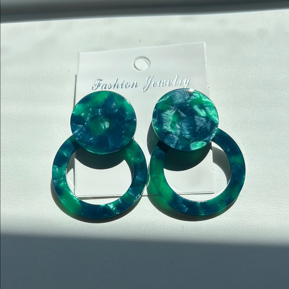 Fashion Jewelry Green and Blue Earrings